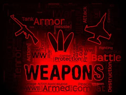 Weapons Words Meaning Armed Firepower And Armoury Stock Illustration