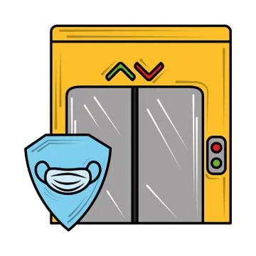 Wear mask in elevator new normal after coronavirus covid 19 Stock Illustration