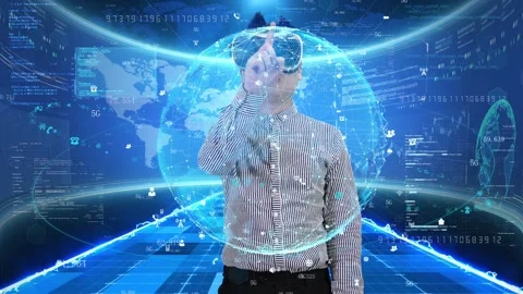 Wear smart glasses to experience vr virtual reality world Stock Footage 165662491