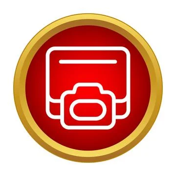 Wearable action camera icon on red background Stock Illustration