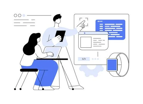 Wearable app development abstract concept vector illustration. Stock Illustration