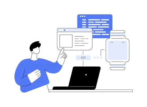 Wearable app development isolated cartoon vector illustrations. Stockillustratie
