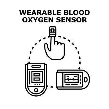 Wearable blood oxygen sensor measuring vital signs Stock Illustration