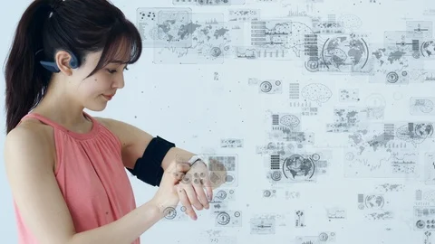 Wearable computing concept. Smart watch. Health care. IoT (Internet of Things). Stock Footage 126143631