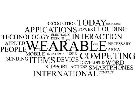 Wearable computing terms in the shape of a cloud Stock Illustration