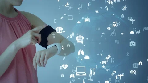 Wearable device concept. Smart watch. Health care technology. Sportstech. Stock Footage 130425525