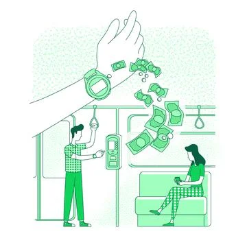 Wearable device, smart clock thin line concept vector illustration Illustrazione stock