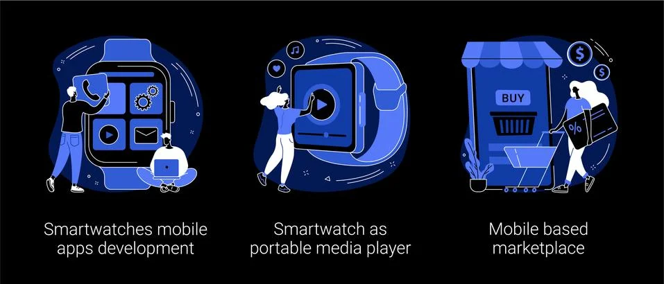 Wearable devices abstract concept vector illustrations. Illustrazione stock