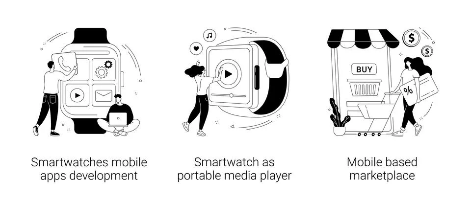 Wearable devices abstract concept vector illustrations. Stock-Illustration