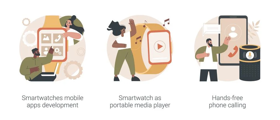 Wearable devices abstract concept vector illustrations. Stock Illustration