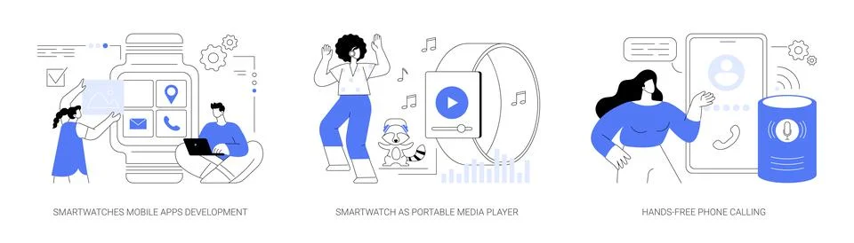 Wearable devices abstract concept vector illustrations. Stock Illustration