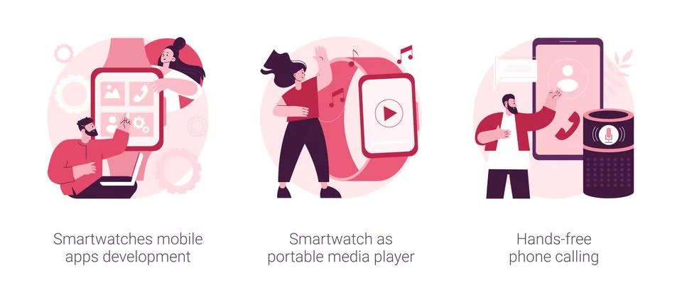Wearable devices abstract concept vector illustrations. Stock Illustration
