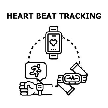 Wearable devices tracking heart rate for fitness activities Ilustración de archivo