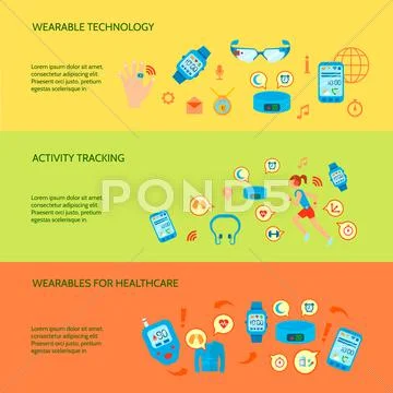 Wearable Gadgets Banners Set Stock Illustration