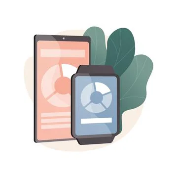 Wearable mobile app development abstract concept vector illustration. Stock Illustration