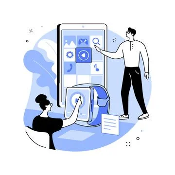 Wearable mobile app development abstract concept vector illustration. Stock Illustration