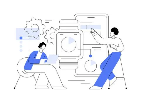 Wearable mobile app development abstract concept vector illustration. Stock Illustration