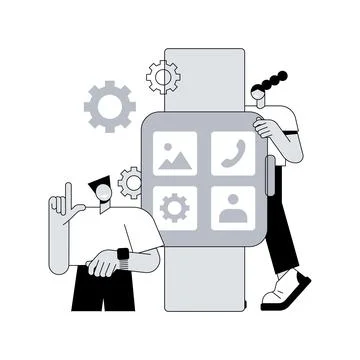 Wearable mobile app development abstract concept vector illustration. Stock Illustration