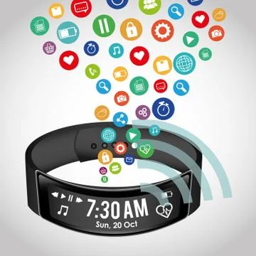 Wearable mobile technology Illustrazione stock
