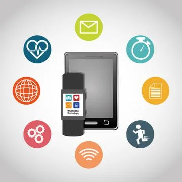 Wearable mobile technology Stockillustratie