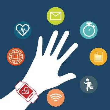 Wearable mobile technology Illustrazione stock