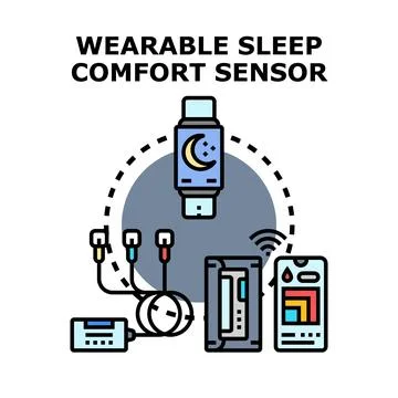 Wearable sleep comfort sensor system tracking data Stock Illustration