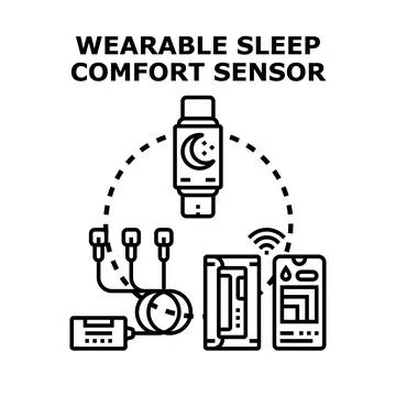 Wearable sleep comfort sensor system tracking data Stock Illustration