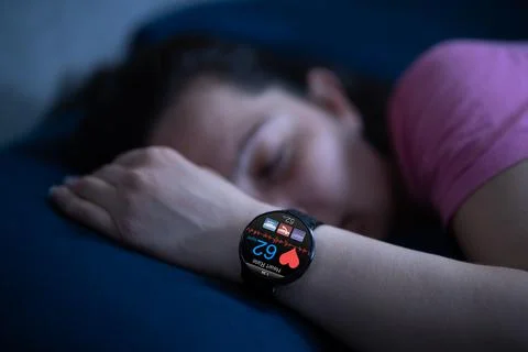 Wearable Sleep Tracking Heart Rate Monitor Smartwatch Stock Photos