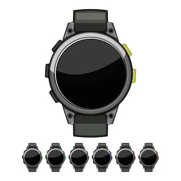Wearable smart watch cartoon vector graphic Stock Illustration