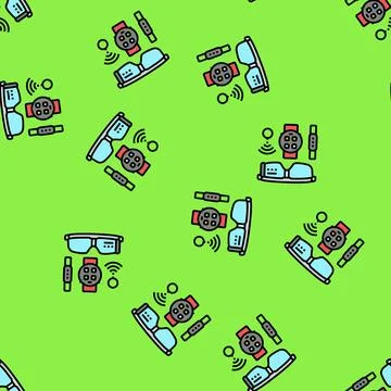 Wearable tech enthusiast vector seamless pattern Illustrazione stock