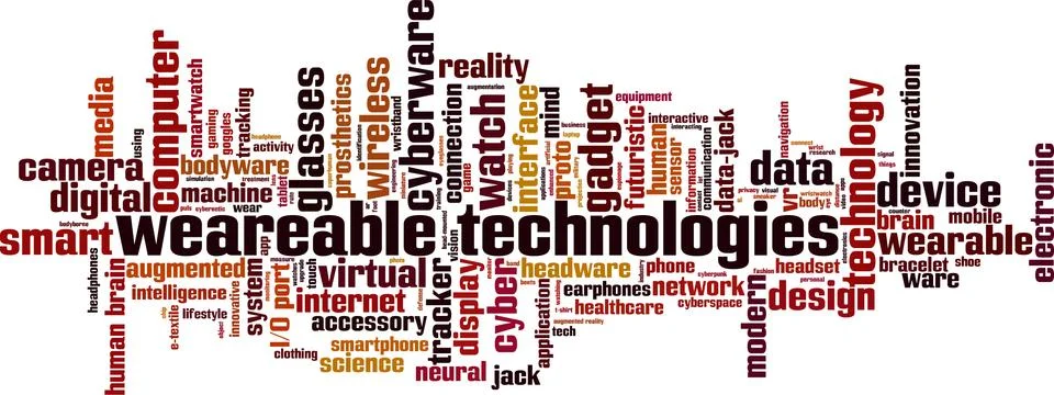 Wearable technologies word cloud Stock Illustration
