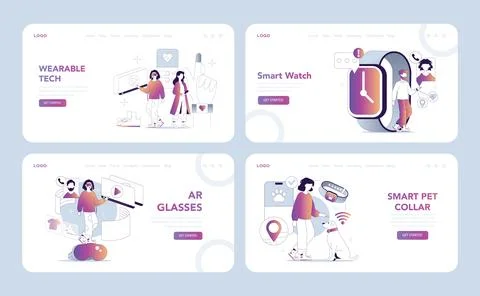 Wearable Technology concept. Flat vector illustration. Stock Illustration