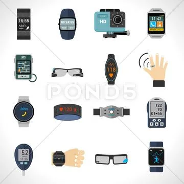 Wearable Technology Icons Stock Illustration