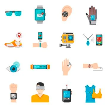Wearable Technology Icons Set Stock Illustration