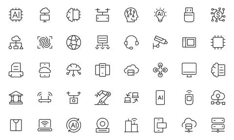Wearable technology line icon set. Depicts various wearable devices designe.. Stock Illustration