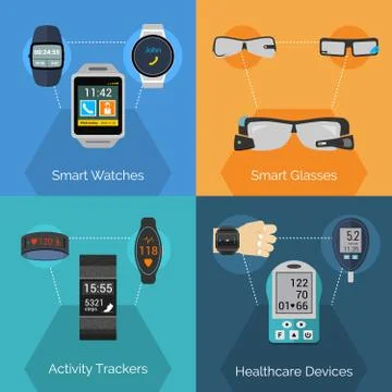 Wearable Technology Set Stock Illustration