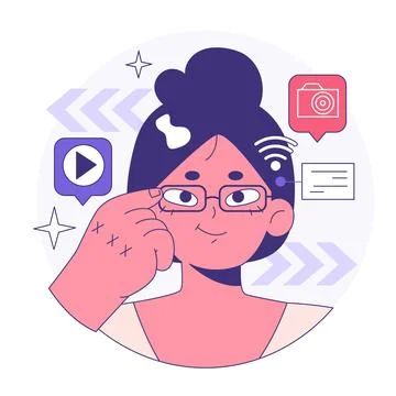 Wearable technology. Smart device. Character using electronic device Stock Illustration
