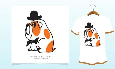Wearing a cap on the head of a beautiful plump dog, Dog T Shirt Images, Stock Stock Illustration