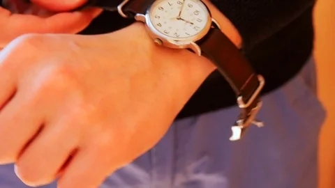 Wearing hand clock Stock Footage 89218172