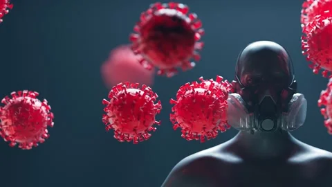Wearing a mask to protect from attacking viruses. Concept of COVID protection. Video stock 158242144