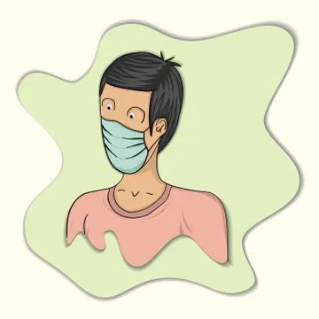 Wearing mask vector cartoon illustration Stock Illustration
