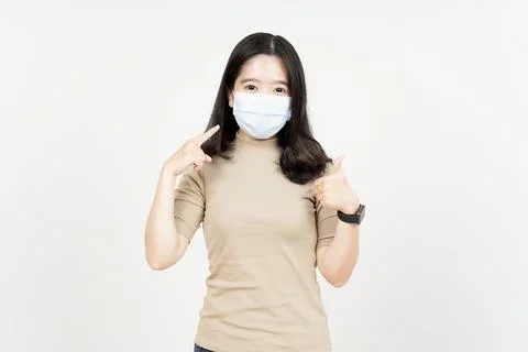 Wearing Medical Mask for Preventing Corona Virus Of Beautiful Asian Woman Iso Stock Photos