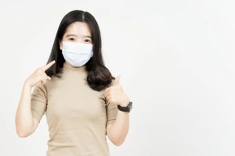 Wearing Medical Mask for Preventing Corona Virus Of Beautiful Asian Woman Iso Stock Photos