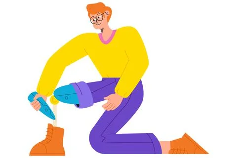 Wearing Prosthesis Leg Stock Illustration