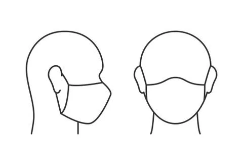 Wearing protective mask linear icon on white background Stock Illustration