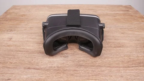 Wearing virtual reality glasses from the first person Stock Footage 78050604