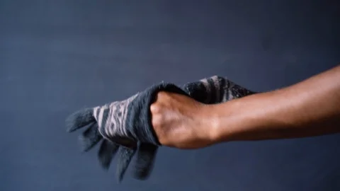 Wearing winter gloves for cold Stock Footage 121503972