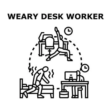 Weary desk worker daily routine concept イラスト素材