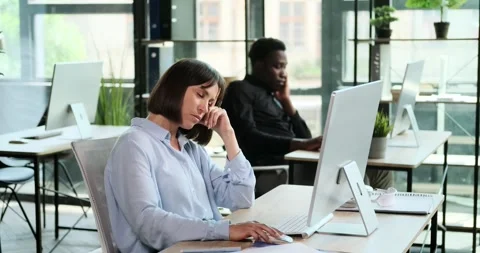 Weary Managers Exhausted at Work in the Office Stock Footage 254520848