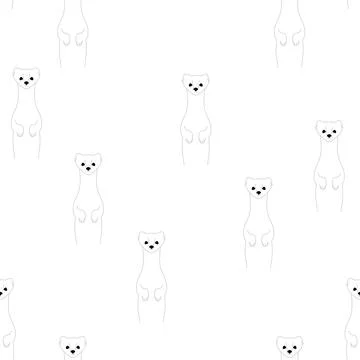 Weasel pattern seamless. Ermine in snow background. Ornament of kids fabric Stock Illustration